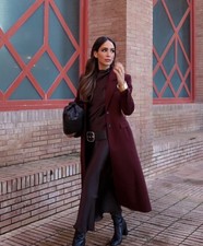 ZARA NWT $229 WOMAN SS25 LONG FITTED COAT ZW COLLECTION BURGUNDY 2170/603