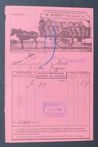 Facture 1908 bernot bois - 1908,
