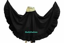 Black Cotton Gypsy Flamenco Skirt 12 Yard Belly Dance Tribal Costume Jupe Boho