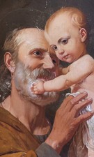 Tableau Ancien Antique Peinture Icone Huile Religieuse Jesus Portrait XIX 19th