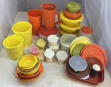 VTG Tupperware 53 Piece Lot Bowls Containers Lids Assorted Harvest Color Sets