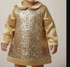 Robe Satin Et Sequin Or Bébé