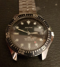 KELTON , montre de plongée Water résistant  25 mètres base métal Bezel vintage