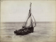 France, Normandie, Dieppe, barque de Pêche au large, Photo. N.D. Vintage print, 