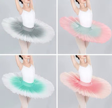 Professional Firm Ombre Pleats Ballet Tutu Costume Rehearsal Skirt 7 Layer S M L