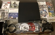 Sony Playstation 3 Console 320GB PS3 Slim + Controller + 12 Games + Cords Tested