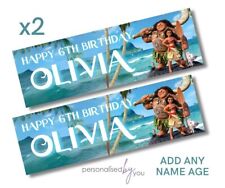 2x Personalised Disney MOANA Princess Birthday Banner LARGE Kids Party Poster