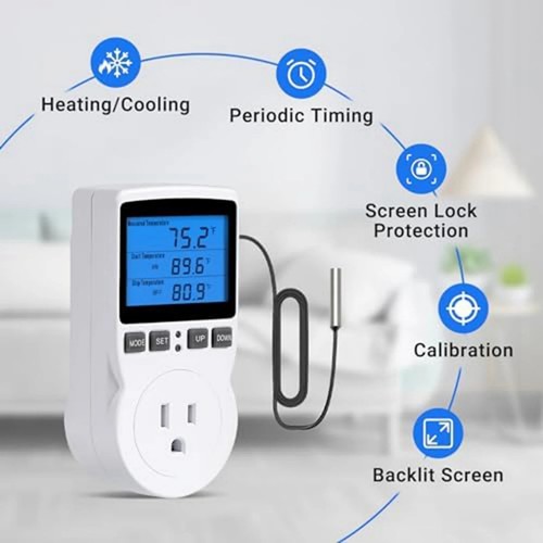 Digital thermostat outlet - thermostat, plug