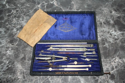 Coffret ancien compas et - coffret,
