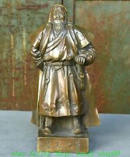 12"Antique Old Chinese Bronze Genghis Khan Jenghiz Khan Temujin Commander Statue