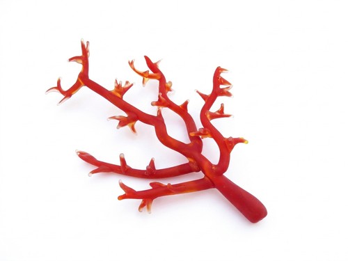 Art glass red coral branch - red,