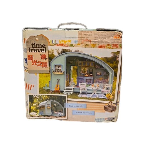 Time travel blue camper - travel,
