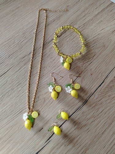 Parure bijoux citron collier - parure,