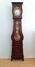 Horloge comtoise ancienne avec balancier animé, pendule de parquet 