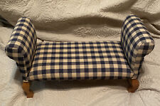 The Tender Art Collection Doll Chaise Lounge Chair Bench Blue Checker Pattern