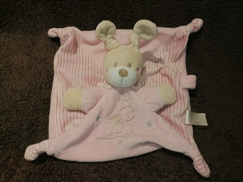Doudou lapin plat rose - , motif