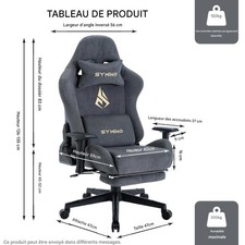 Chaise de jeu Symino, chaise de joueur ergonomique avec repose-pieds, chaise PC.