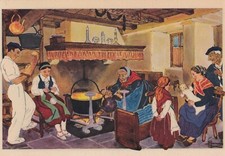 Postcard postcard 10x15cm BASQUE COUNTRY farm interior design chistera