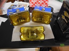 Cibie 35 Airport chrome/amber tested FOG lamp pair + spare lens, genuine NOS