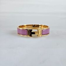 Hermès Clic Clac Gold Bracelet w Purple Enamel