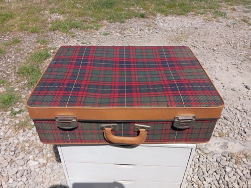 Ancienne grande valise tissu - grande,