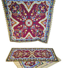 Vtg Gobelin Needlepoint Set | Completed Persian Rug Tapestry | Germany 1950s