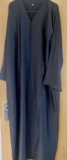 Ladies Abaya Jilbab Size large 56 black open with buttons new without tags 