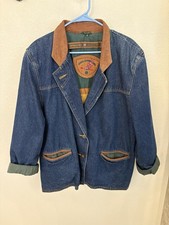Outback Red Chore Barn Trucker Workwear Denim Jean Womens Jacket Medium Vintage