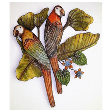 Couple d'inséparables en métal