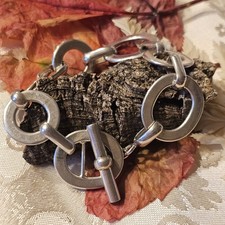 Bracelet Vintage Artisan Argent 925 Fermoir Cabillot Poinçon 20cmx22mm 44,4 G