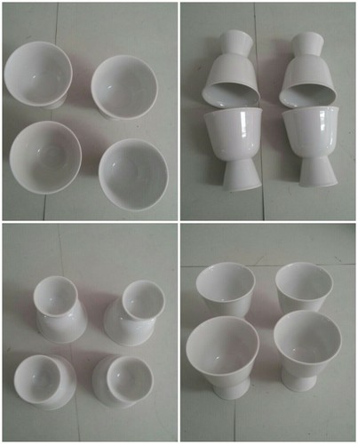 Set white ceramic egg - set, 4