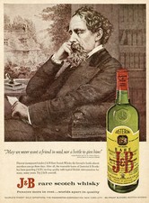 "J & B" Annonce entoilée presse américaine fin 50  27x35cm  (Charles DICKENS)