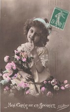 CP BONNE ANNEE PETITE FILLE