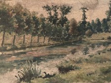 Très Belle Peinture Paysage Huile Toile Post Impressionniste 1920 A Identifier