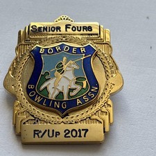 Bowling Association Metal Badge. Border Senior Fours R/up 2017. 