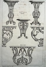 SACRISTY BRAS engraving HUQUIER Eau Forte DECORATION feet table 18th century