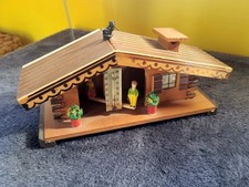CHALET BOIS VINTAGE PERSONNAGE THERMOMÈTRE TEMPS PRÉVISION TEMPÉRATURE KITCH  🌦