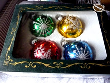 4 BOULES en VERRE MADE IN WEST GERMANY DECO NOËL dans BOITE - NEUF