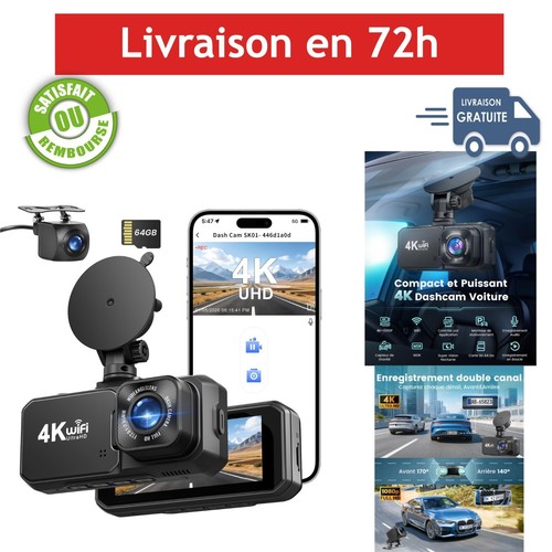 Dashcam voiture 1080p wifi - dashcam, 4k+1080p