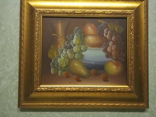 Cadre En Bois Paysage Sur Toile Peinture Couleur Feuille D'Or 34x39 CM