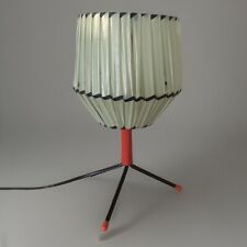 Metal lamp tripod mint green France 1950 plastic lampshade