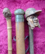 Lot of 3 Antique Canes Including 2 Wood Carved | Good Condition