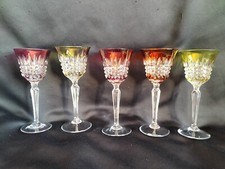 5 verres en cristal doublé couleurs et taillé / Style Piccadilly Baccarat