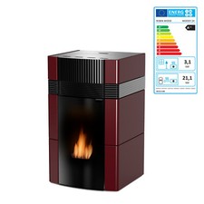 Woody Poêle À Granulés À Eau 18 kW En Céramique Bordeaux