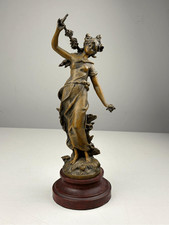 Antique L & F Moreau Chemin des Fleurs Spelter Bronze Woman Sculpture France