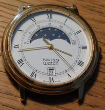 pour pièces pas testée MONTRE SUISSE Moonphase SWISS WATCH 7390 made QUARTZ