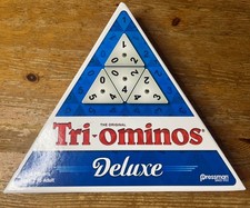 Tri-Ominos Deluxe Edition Pressman Game Triangular Tiles Metal Spinners Complete