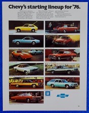 1976 CHEVROLET DEALER LINE-UP PRINT AD CAMARO CORVETTE CHEVELLE VEGA NOVA MONZA