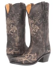 Bottes Western Country Boots De Cuir Femme Old West Gris LF1587