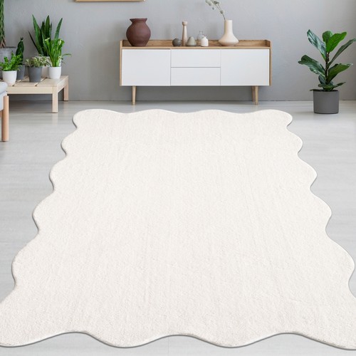 Tapis design creme ondulé